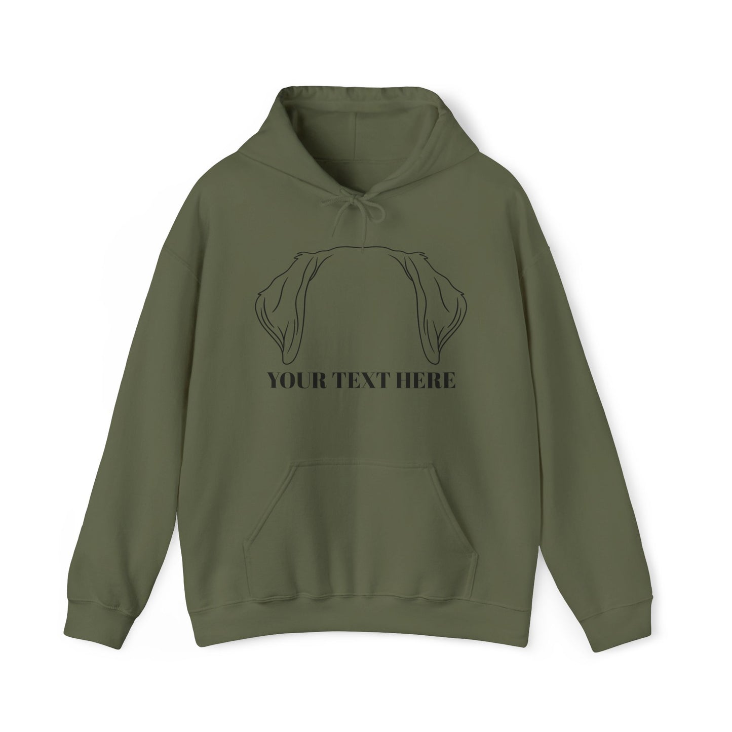 Personalised Labrador Dog Ear Hoodie – Custom Text Unisex Pullover