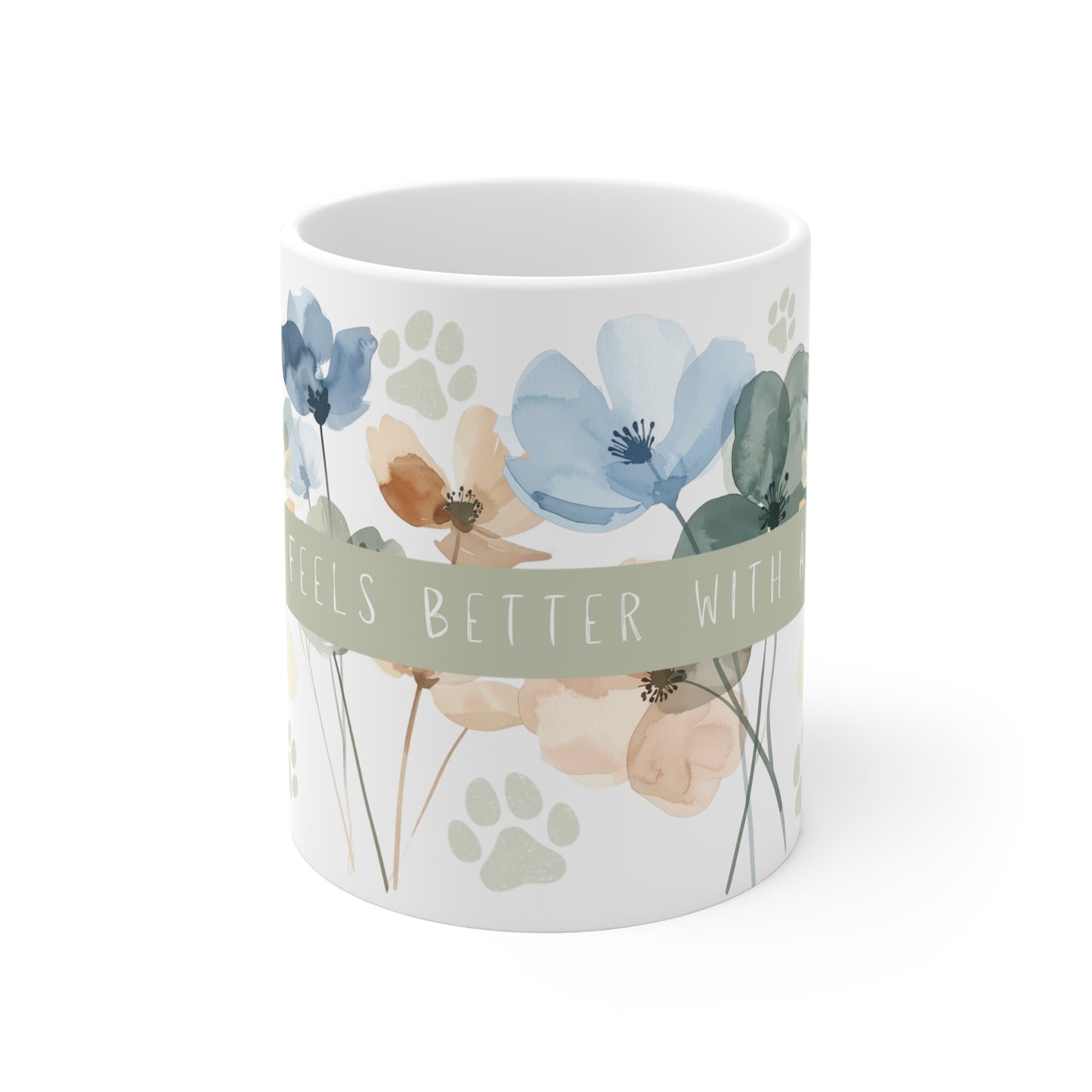 Life Feels Better With a Dog Mug - Sage and Cream