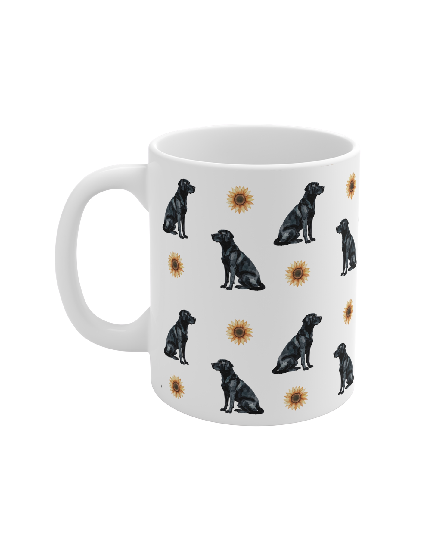Black Labrador Sunflower Mug