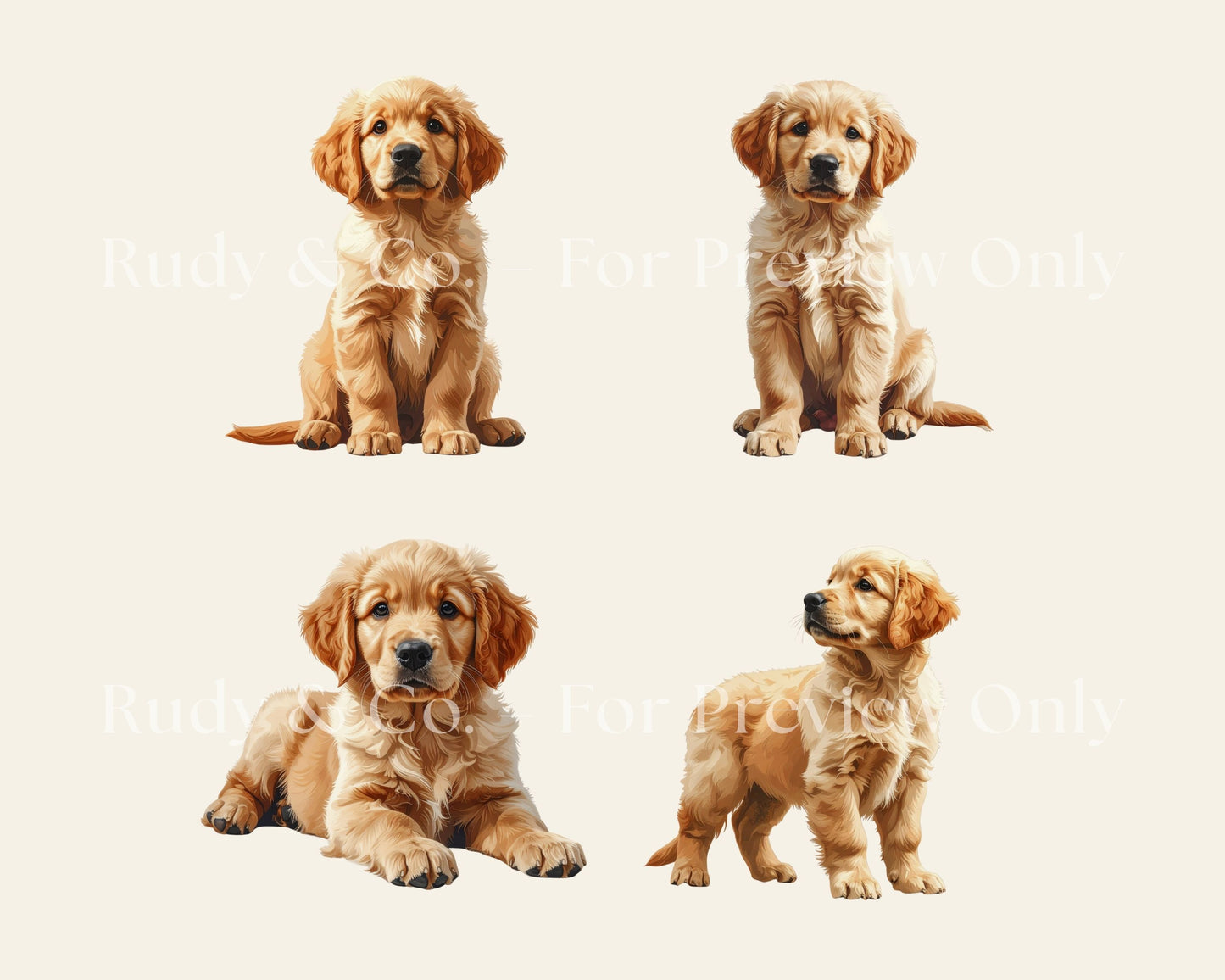 Golden Retriever Clipart Set