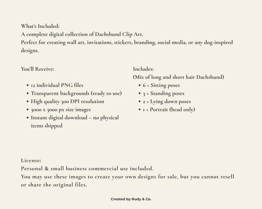 Dachshund Clipart Set