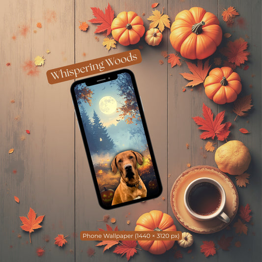 Whispering Woods | Custom Halloween Dog Portrait | Phone and Wall Art Digital Download | Rudy & Co.