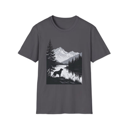 Labrador Mountain Lake T-Shirt – Outdoor Dog Adventure Design