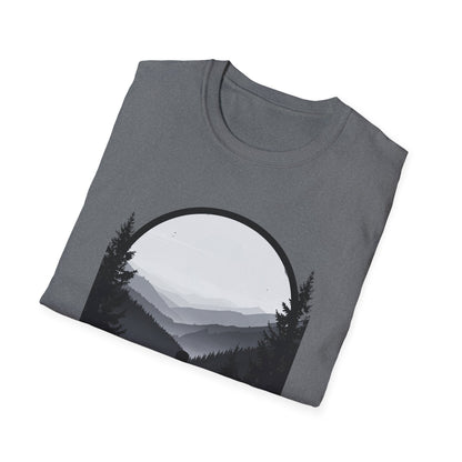 Man and Dog Mountain View T-Shirt – Outdoor Adventure Design