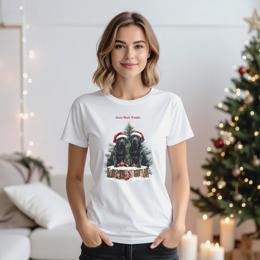 Snow Much Trouble – Black Labrador Christmas T-Shirt
