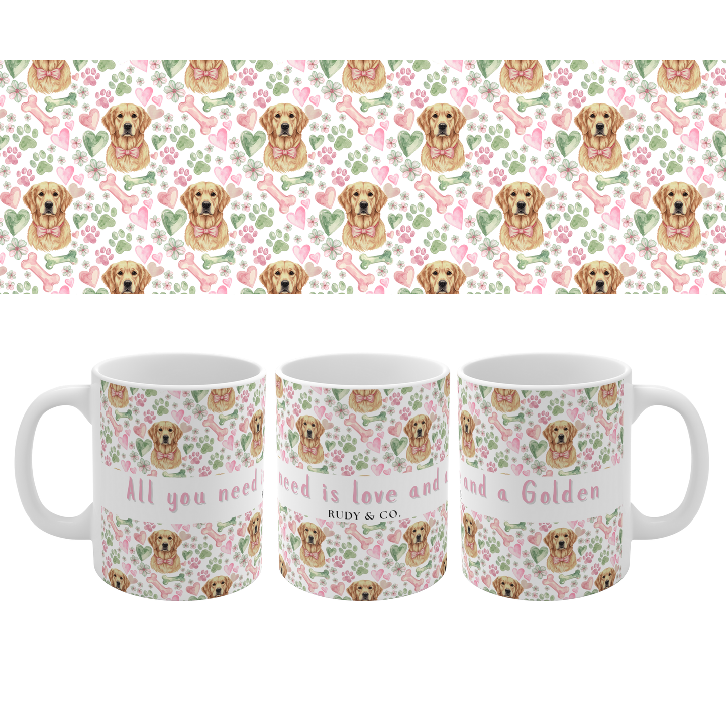 Golden Retriever Valentine’s Mug – “All you need is love and a Golden Retriever”