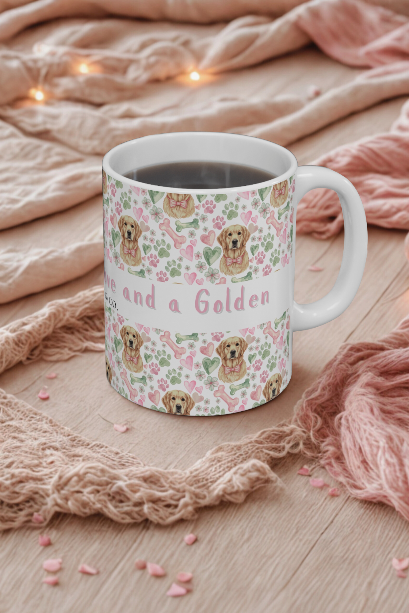 Golden Retriever Valentine’s Mug – “All you need is love and a Golden Retriever”