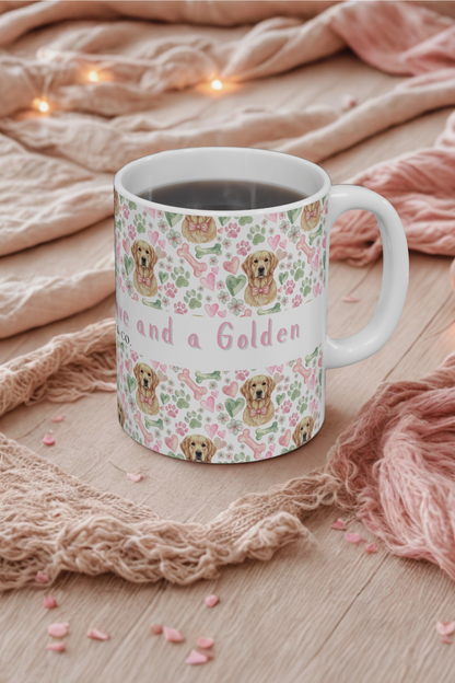 Golden Retriever Valentine’s Mug – “All you need is love and a Golden Retriever”