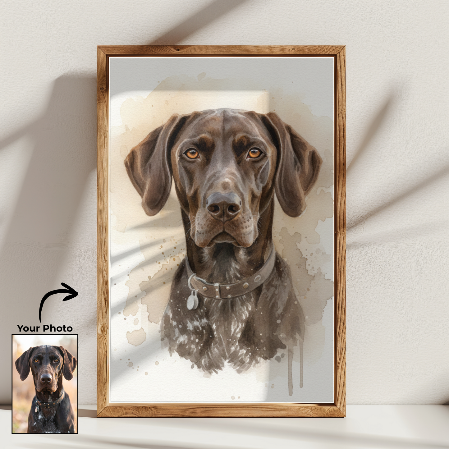 Custom Watercolour Painted Pet Portrait from Photo - Digital Download