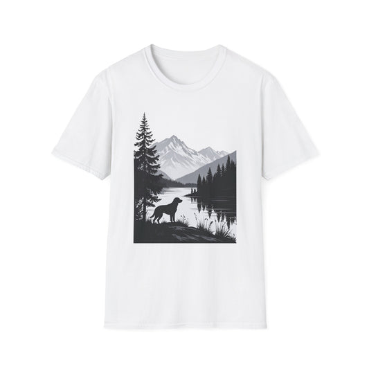 Labrador Mountain Lake T-Shirt – Outdoor Dog Adventure Design