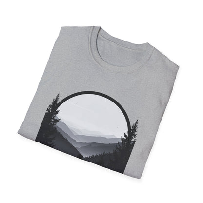 Man and Dog Mountain View T-Shirt – Outdoor Adventure Design