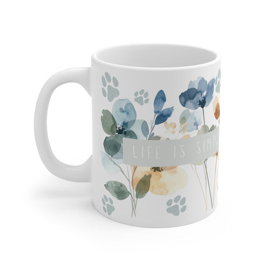 Life Is Simple. Just Add a Dog Mug – Blue and Grey