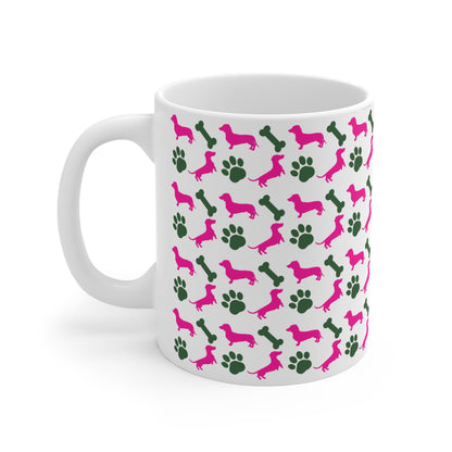 Hot Pink & Forest Green Breed Pattern Coffee Mug