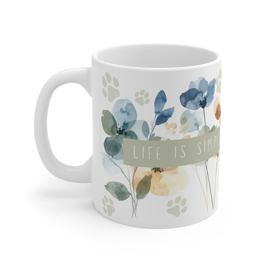 Life Is Simple. Just Add a Dog Mug – Sage and Cream