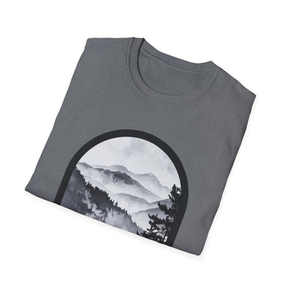 Woman and Dog Mountain View T-Shirt – Outdoor Adventure Design
