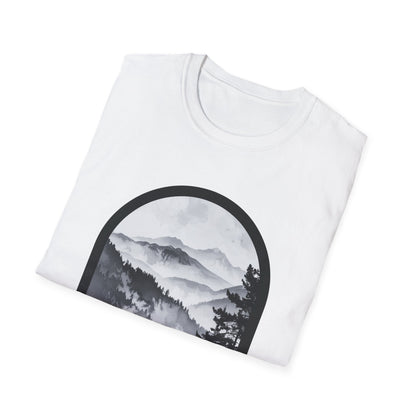 Woman and Dog Mountain View T-Shirt – Outdoor Adventure Design