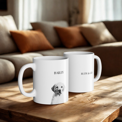 Custom Black & White Pet Portrait - Mug (11oz)
