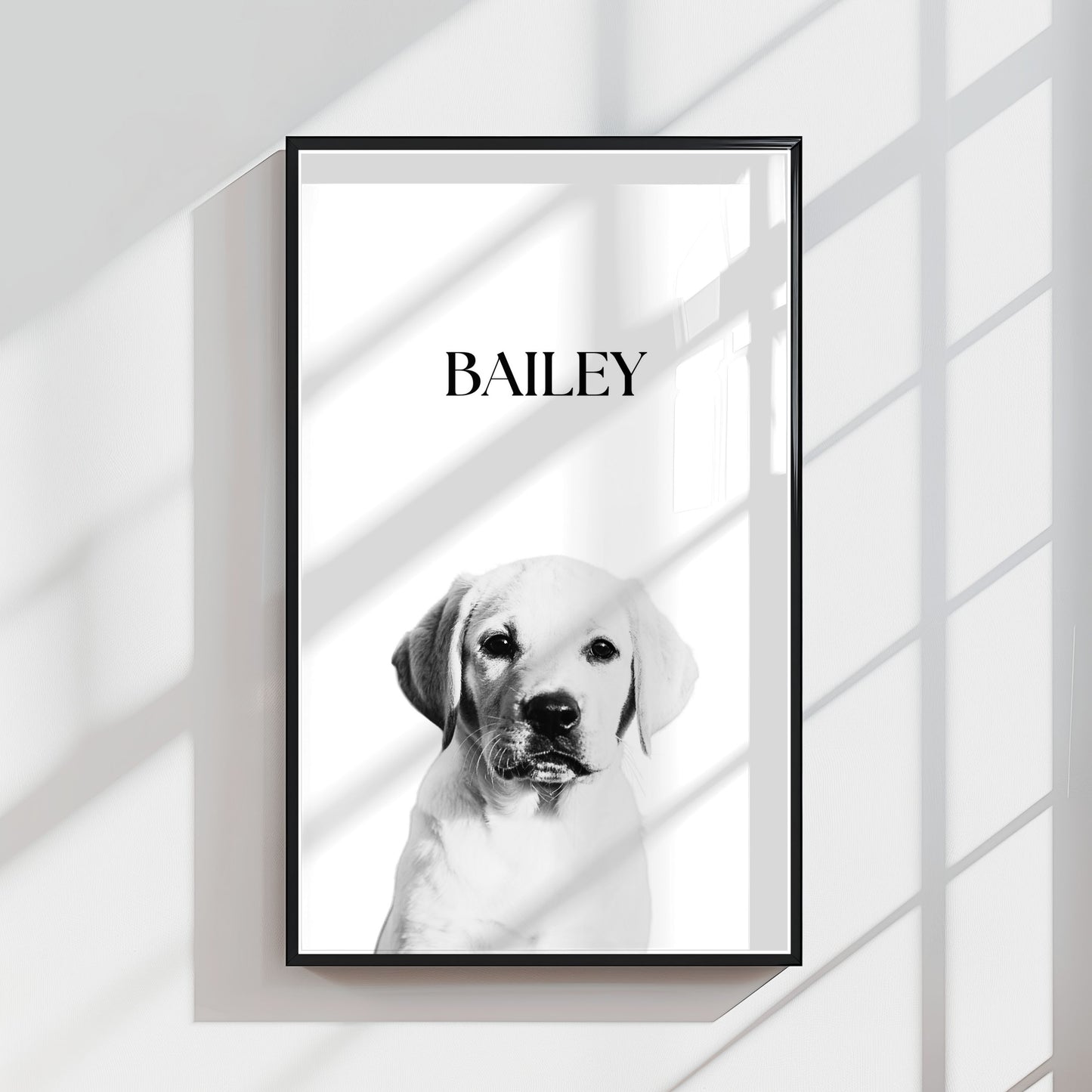 Custom Black & White Pet Portrait | Minimalist Digital Wall Art | Personalised Pet Print with Name | Rudy & Co.