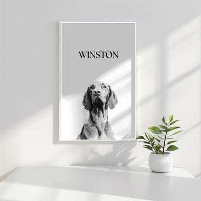 Custom Black & White Pet Portrait | Minimalist Digital Wall Art | Personalised Pet Print with Name | Rudy & Co.
