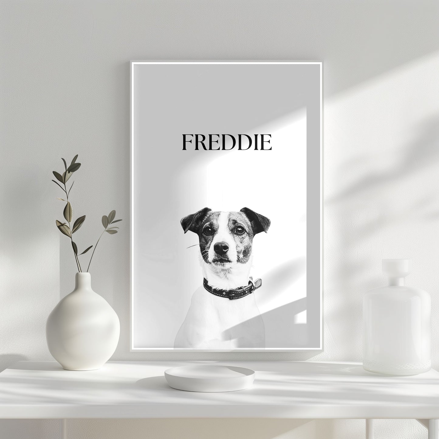 Custom Black & White Pet Portrait | Minimalist Digital Wall Art | Personalised Pet Print with Name | Rudy & Co.
