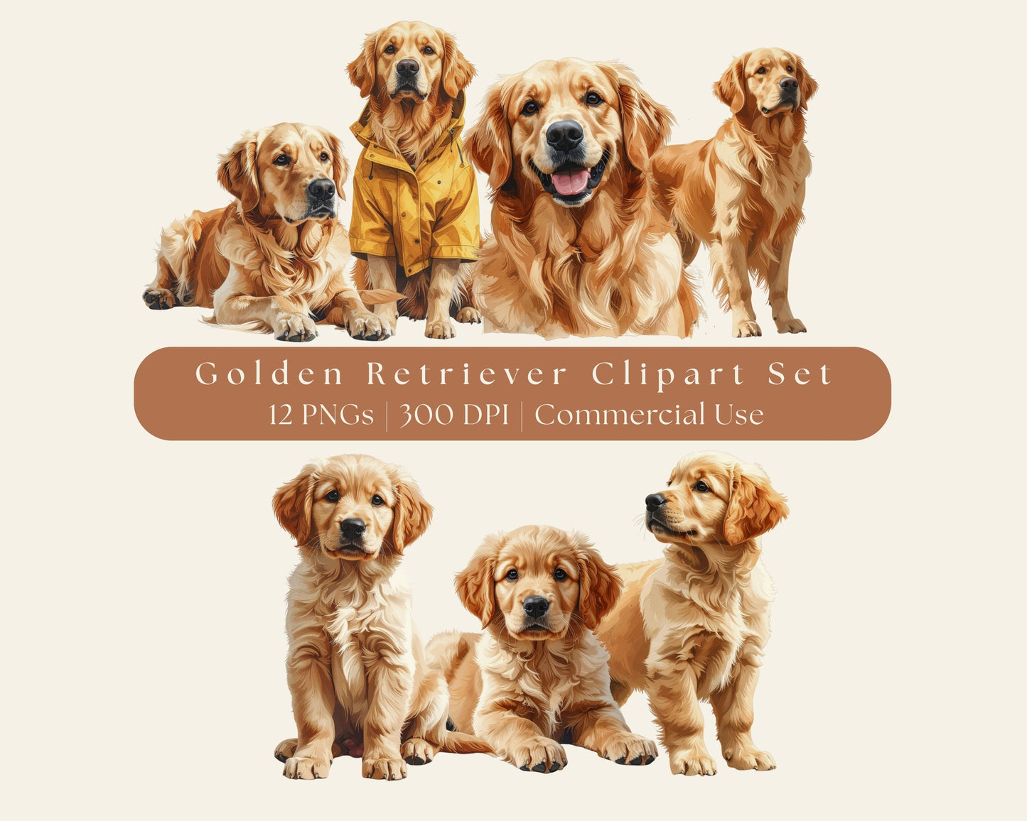 Golden Retriever Clipart Set