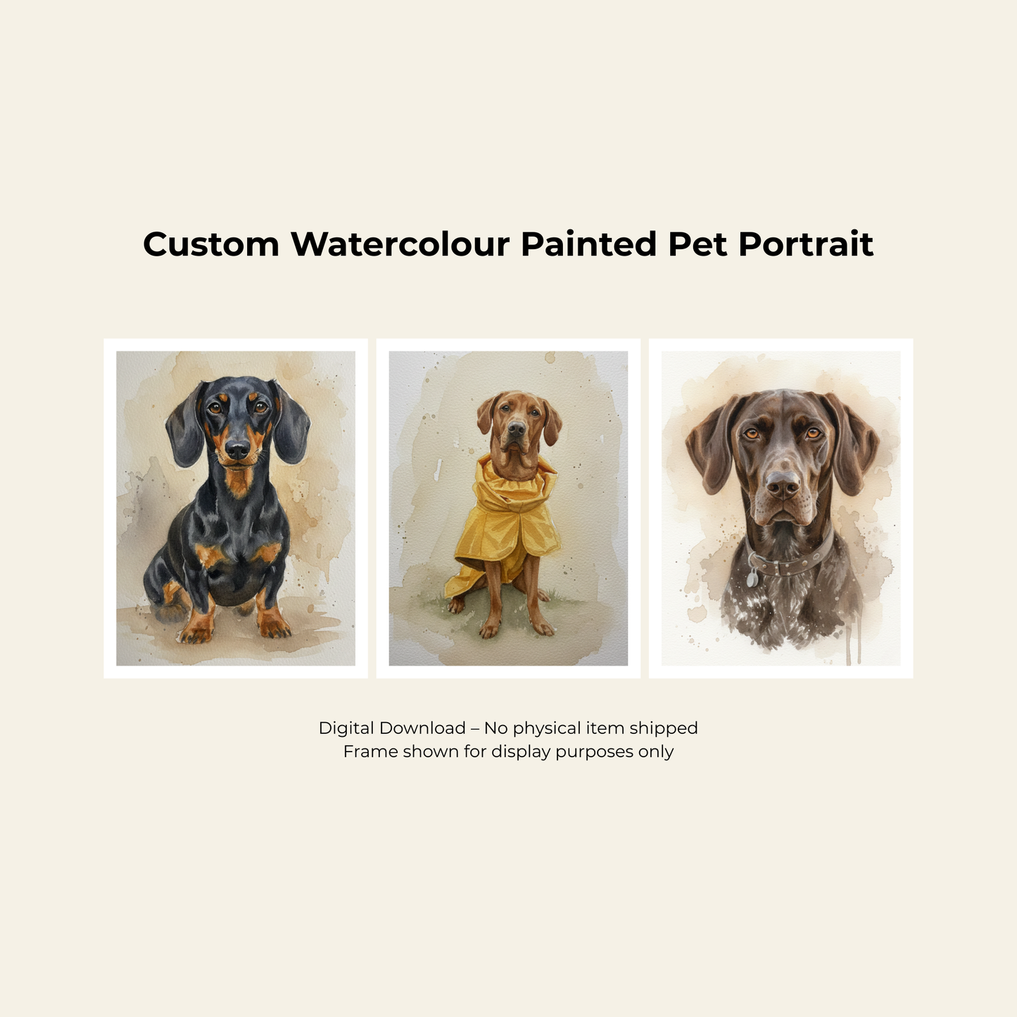 Custom Watercolour Painted Pet Portrait from Photo - Digital Download