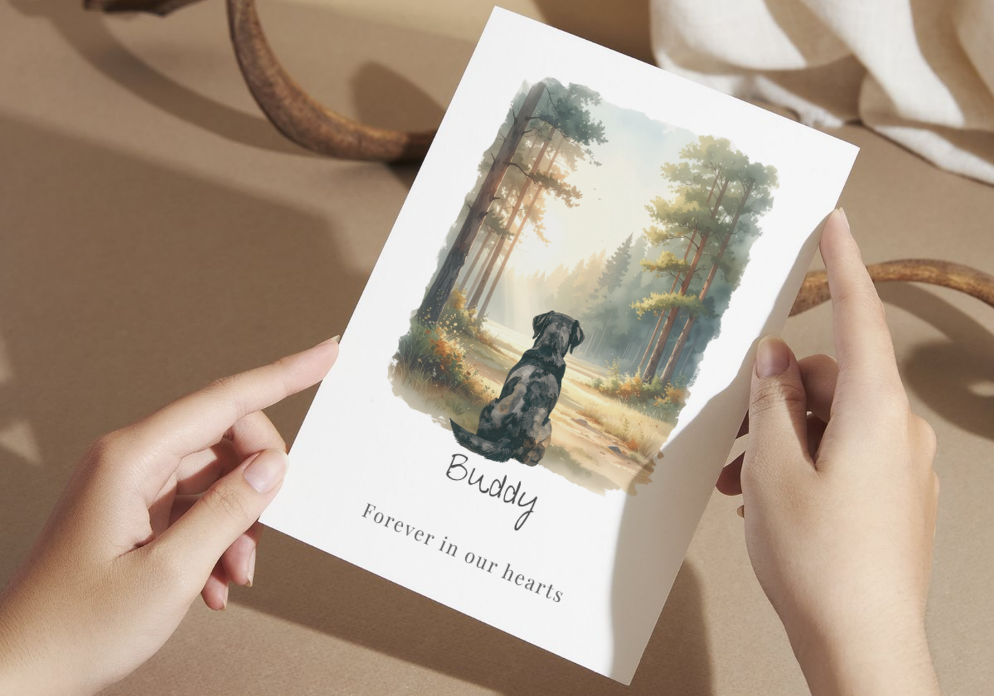 Personalised Dog Memorial Digital Art – Back View Illustration