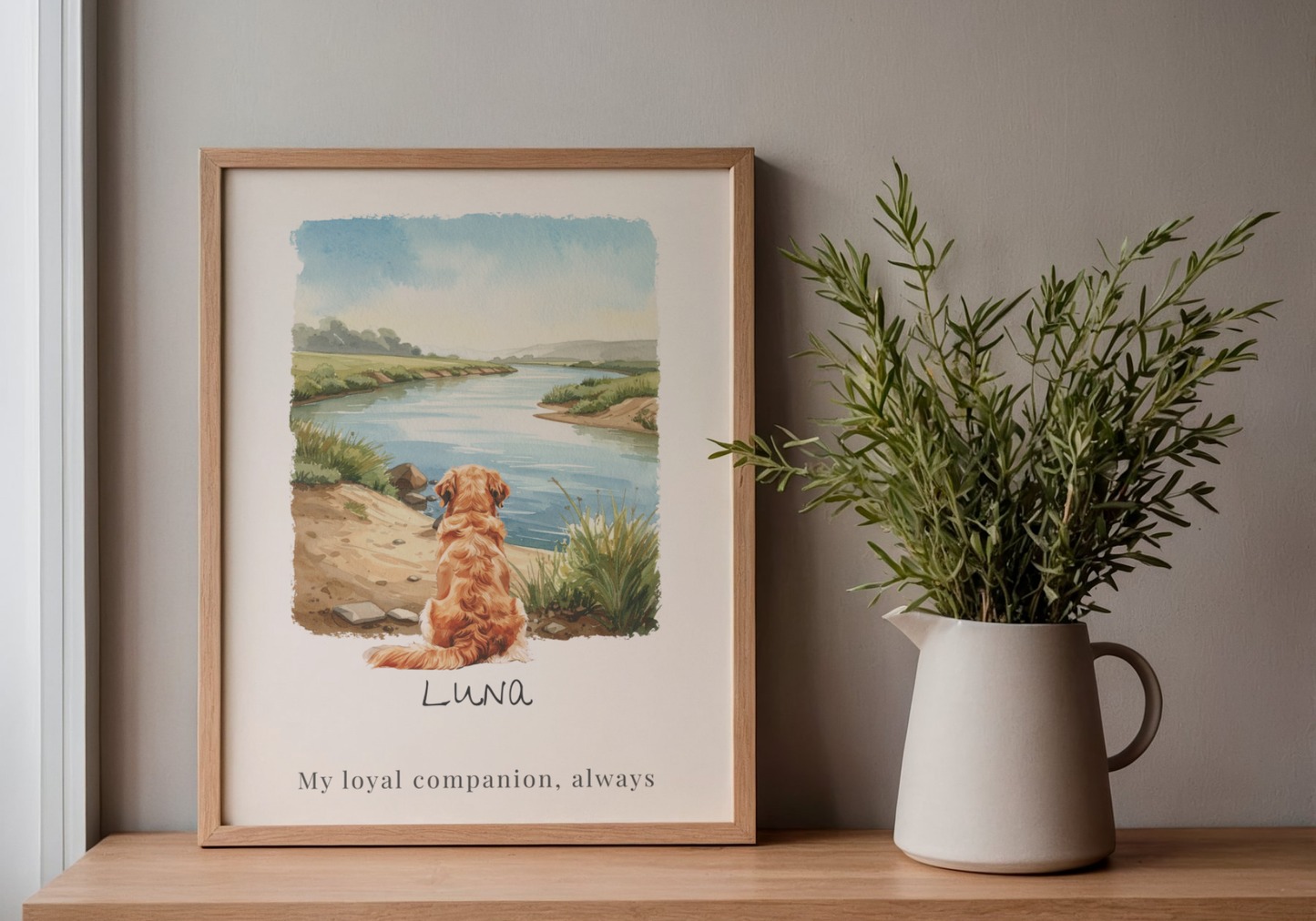Personalised Dog Memorial Digital Art – Back View Illustration