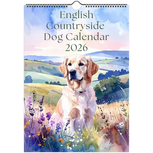 English Countryside dog calendar, dog calendar, dog gift
