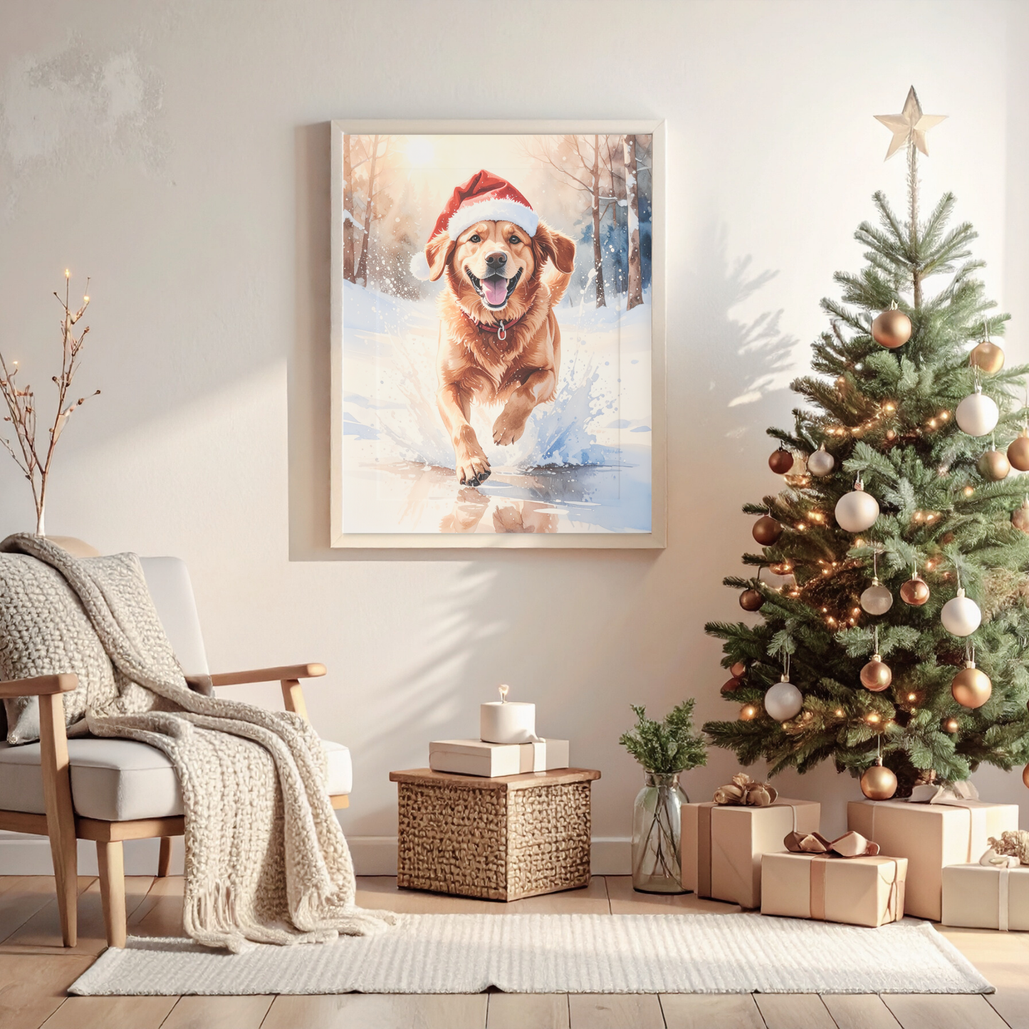 Festive Dash – Fox Red Labrador Christmas Digital Art Print