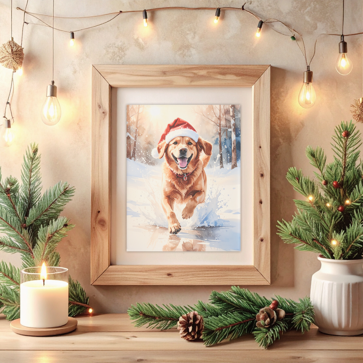 Festive Dash – Fox Red Labrador Christmas Digital Art Print