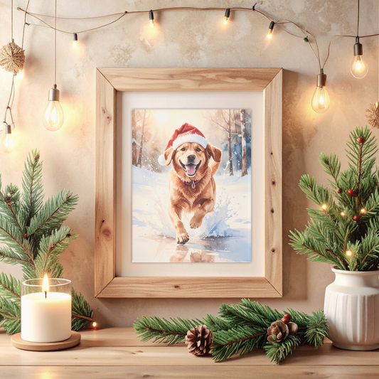 Festive Dash – Fox Red Labrador Christmas Digital Art Print