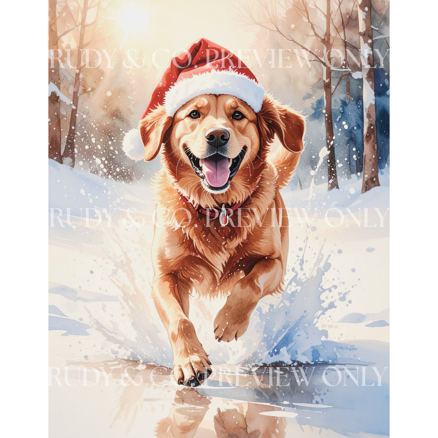 Festive Dash – Fox Red Labrador Christmas Digital Art Print
