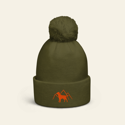 Rudy & Co. Signature Pom Pom Beanie – Orange Embroidery