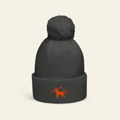 Rudy & Co. Signature Pom Pom Beanie – Orange Embroidery