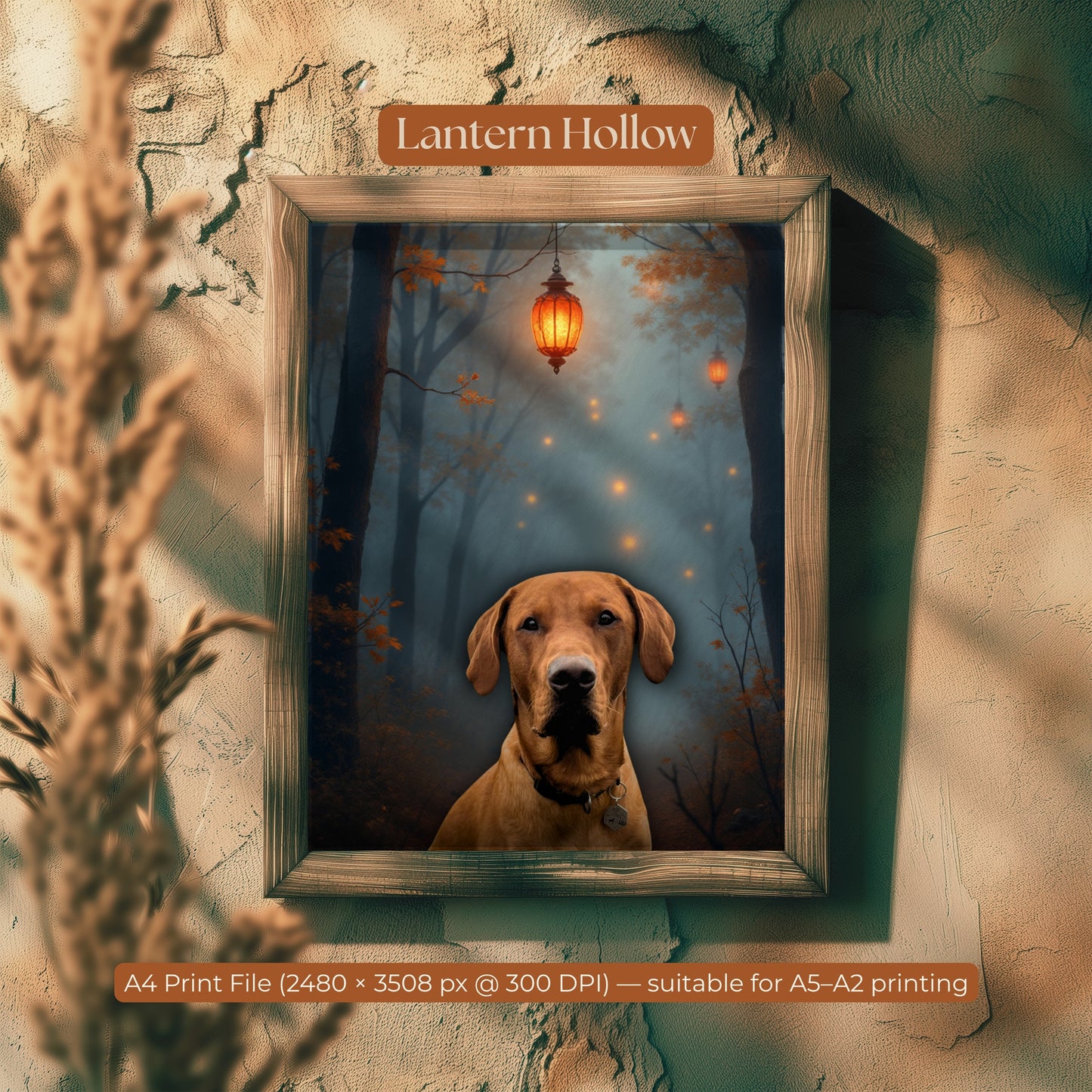 Lantern Hollow | Custom Halloween Dog Portrait | Phone and Wall Art Digital Download | Rudy & Co.