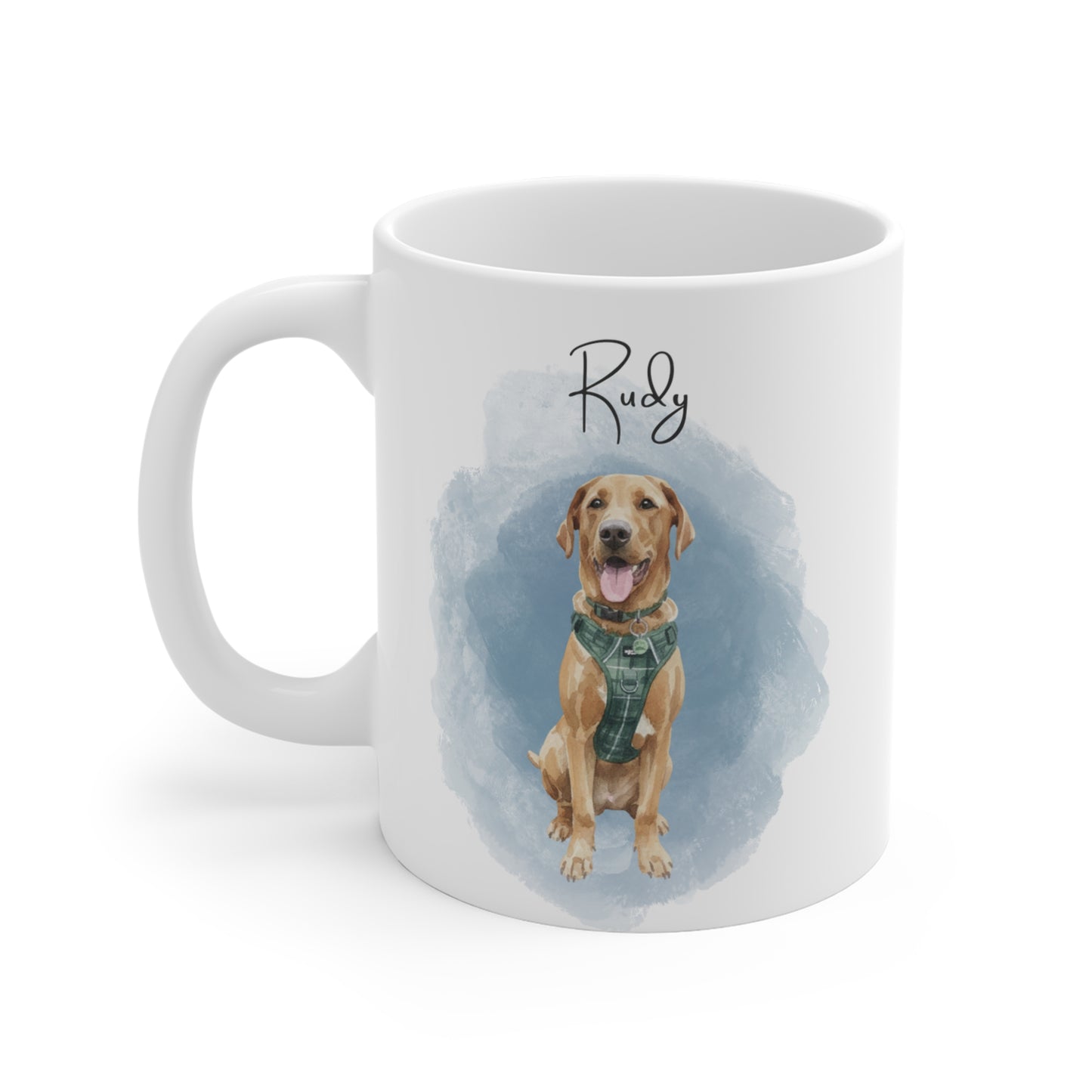 Personalised Pet Portrait Mug – Custom Watercolour Dog Illustration