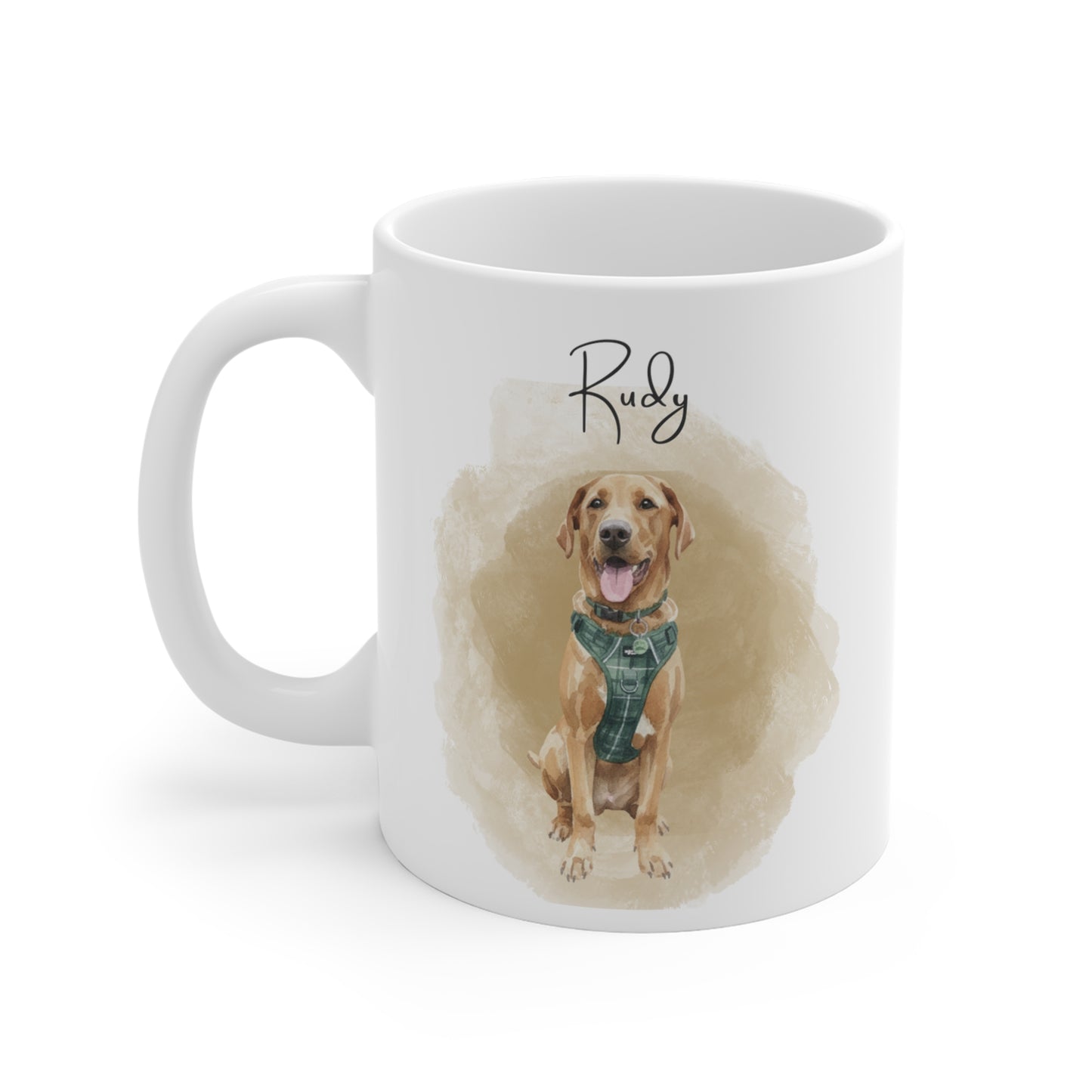 Personalised Pet Portrait Mug – Custom Watercolour Dog Illustration