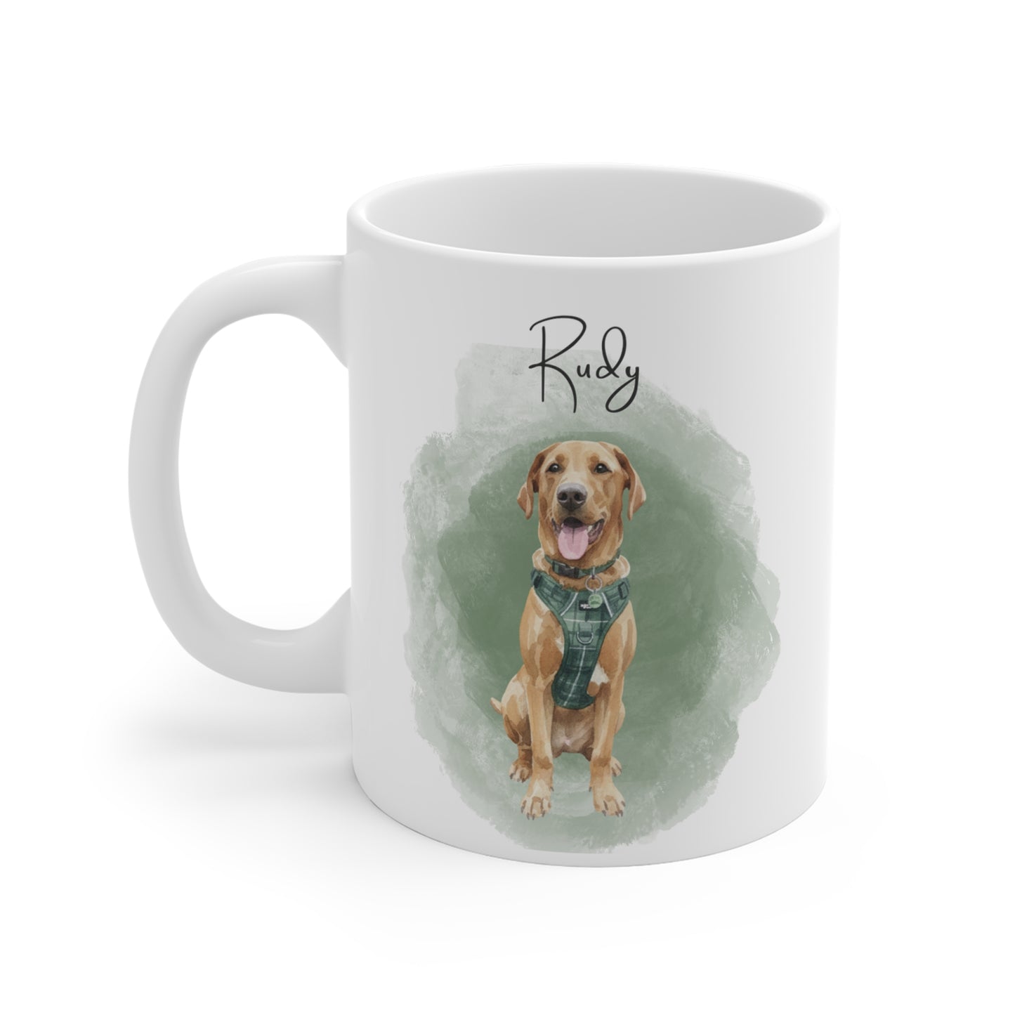 Personalised Pet Portrait Mug – Custom Watercolour Dog Illustration