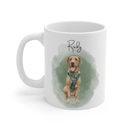 Personalised Pet Portrait Mug – Custom Watercolour Dog Illustration