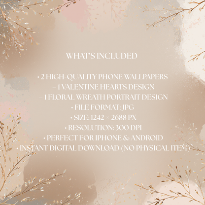 Labrador Valentine Phone Wallpapers – Dog iPhone Backgrounds – Labrador Digital Download (2 Pack)