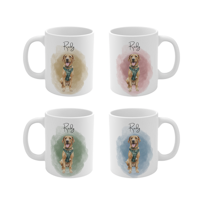 Personalised Pet Portrait Mug – Custom Watercolour Dog Illustration