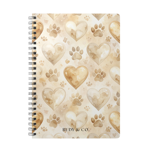 Hearts & Paw Prints - Softcover Notebook - A5