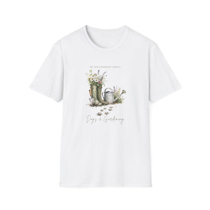 My Two Favourite Things: Dogs & Gardening T-Shirt – Watercolour Wellies & Wildflowers Design