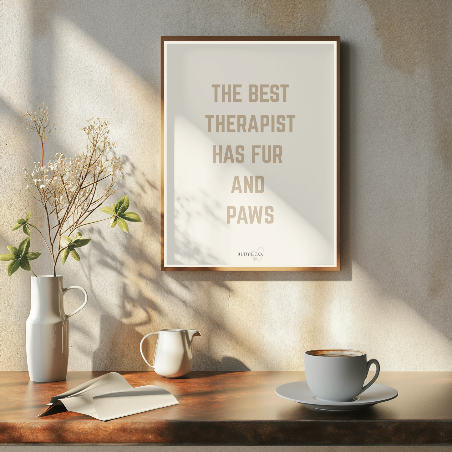 The Best Therapist Has Fur and Paws – Digital Art Print (Instant Download)