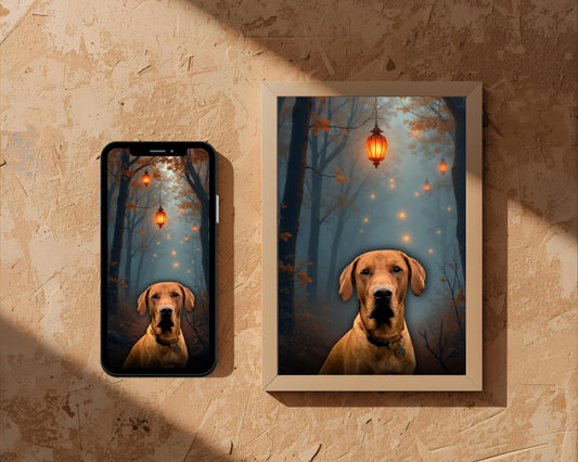 Lantern Hollow | Custom Halloween Dog Portrait | Phone and Wall Art Digital Download | Rudy & Co.