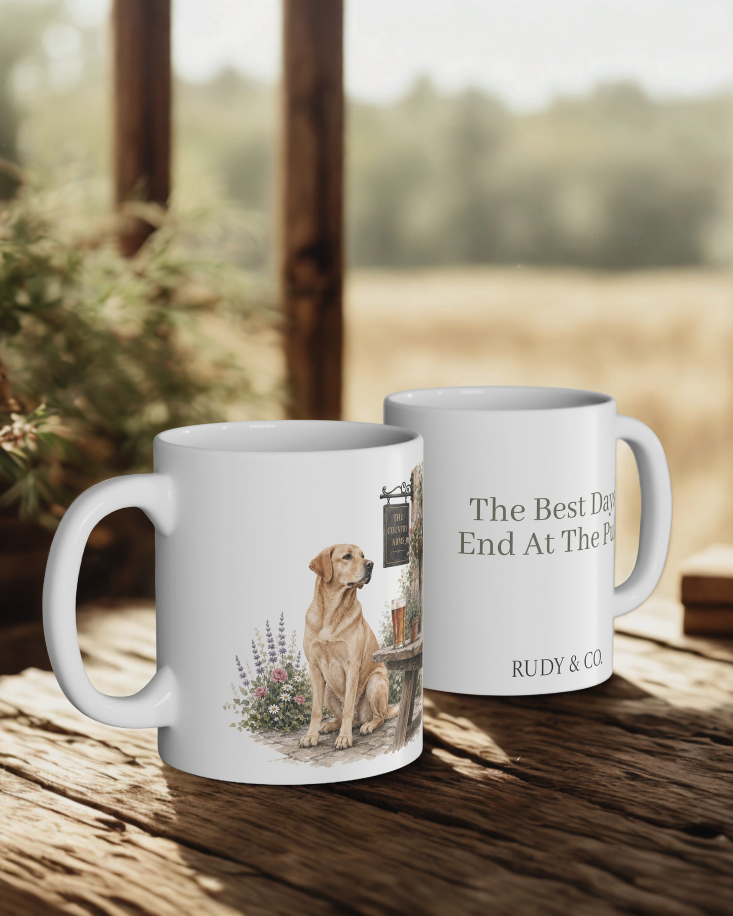 Yellow Labrador Country Pub Mug – The Best Days End At The Pub