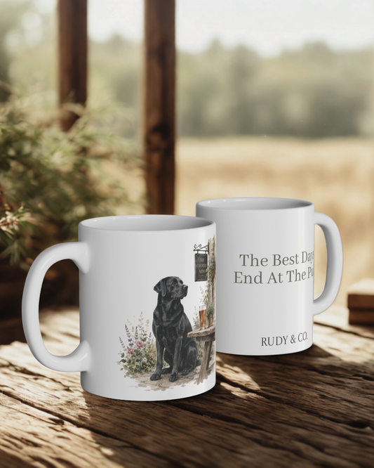 Black Labrador Country Pub Mug – The Best Days End At The Pub