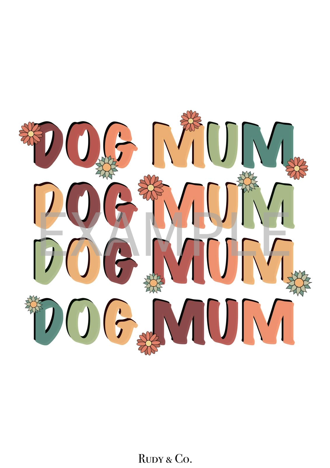 Dog Mum - Retro Floral Digital Art Print (instant download)
