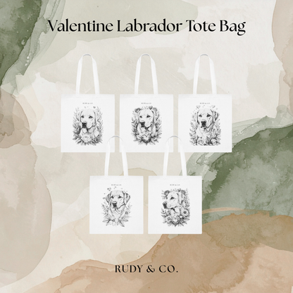 Valentine Dog Tote Bag – Choose from 5 Hand-Drawn Style Labrador Designs